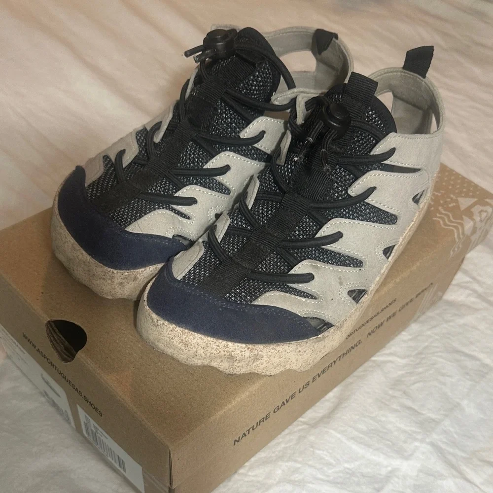 Asportuguesas by Fly London comfort shoes in Navy Blue and Gray - Picture 2 of 5
